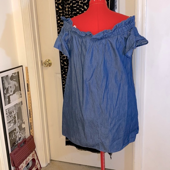 Anthropologie Corey Lynn Calter Denim Off-The-Shoulder Dress - Picture 4 of 7